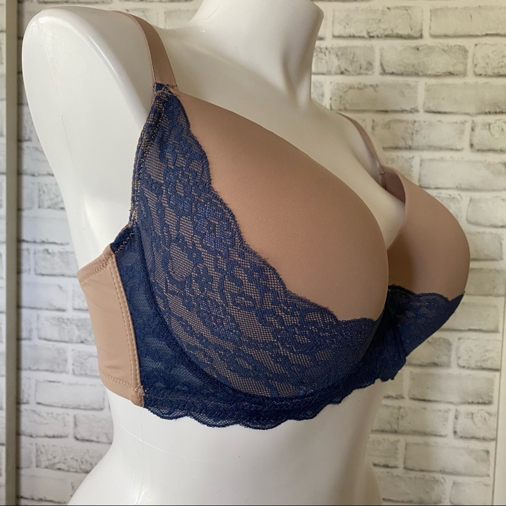 Youmita Nude and Navy Lace Bra 40F